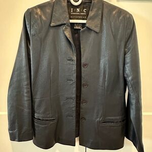 INC Women's Blue Leather Jacket